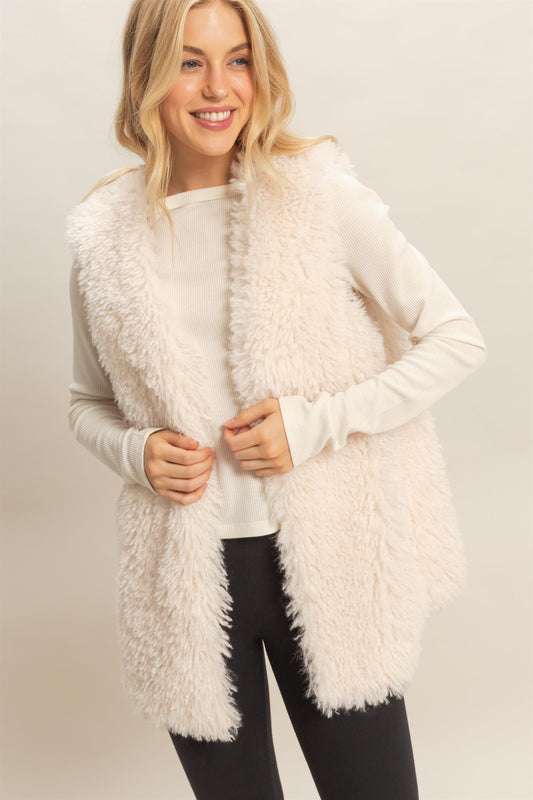Fuzzy Sweater Vest - Cream