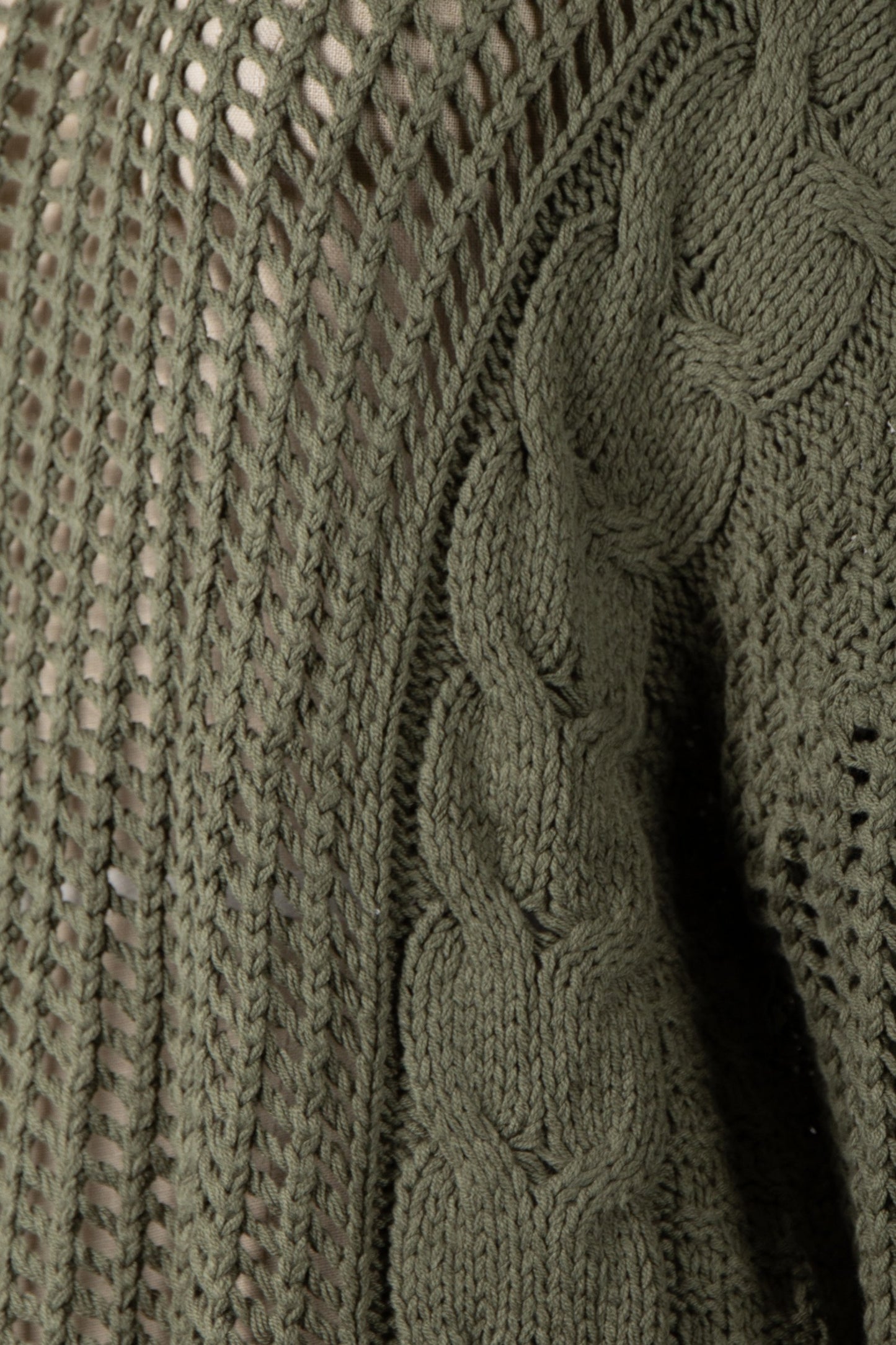 Braided Crochet Hoodie Sweater - Sage