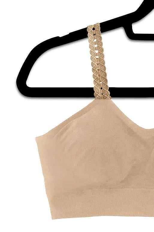 Nude Bra with Nude Loop Gold Stud Straps ATTACHED