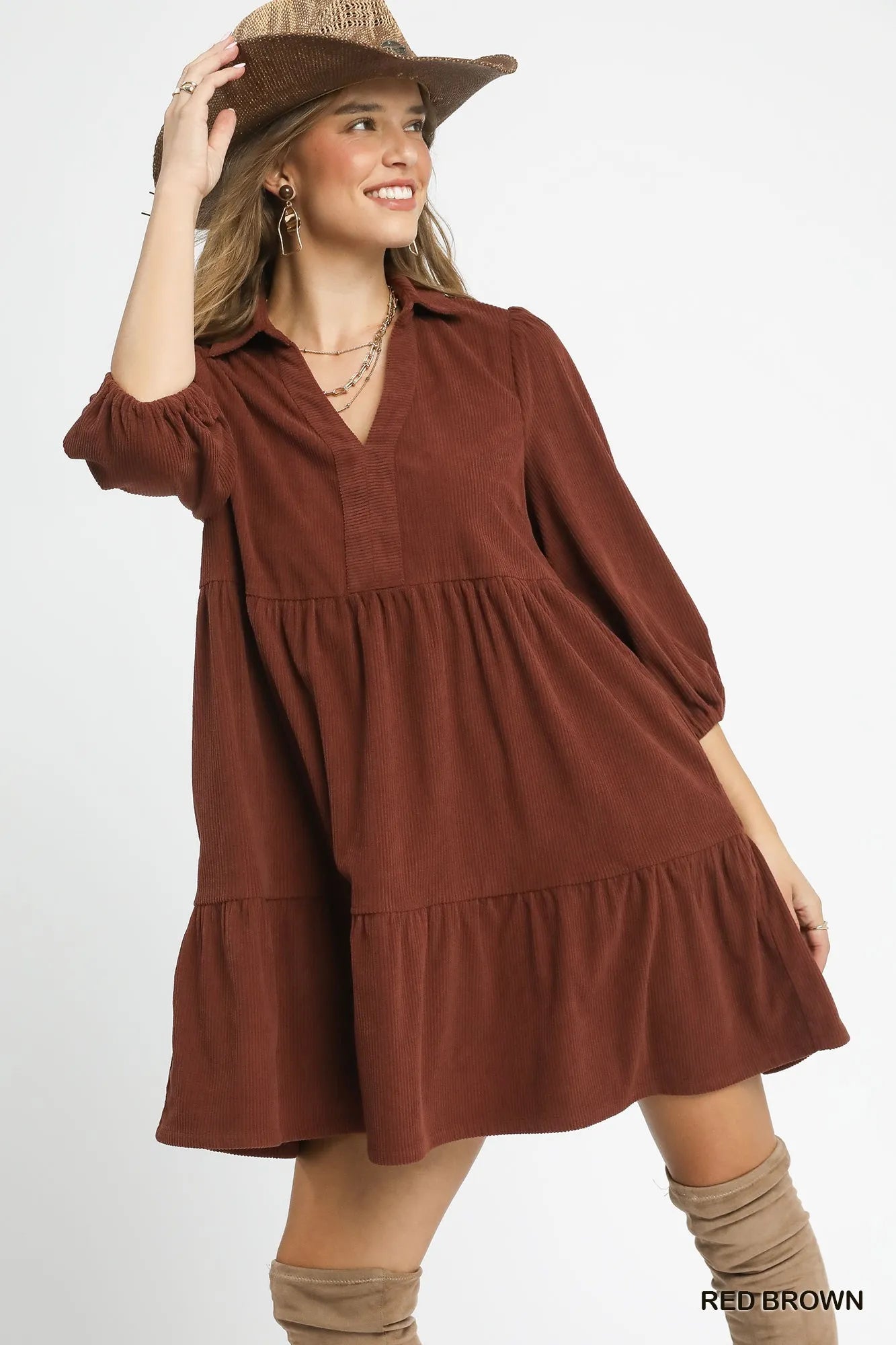 red corduroy mini dress Mahogany Corduroy Sleeveless Zip Up Mini Dress