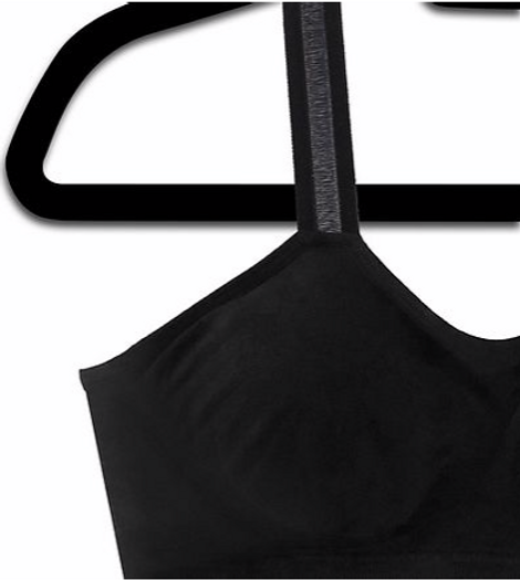 PLUS Size Black Bra with Black Sheer Straps ATTACHED