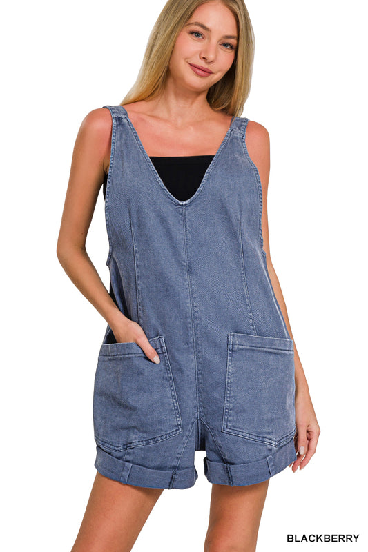 Washed Look Romper - Blackberry
