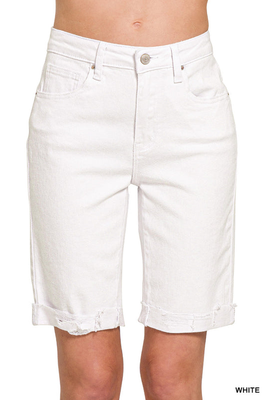 Distressed Bermuda Short - White ONLY 1 SMALL LEFT