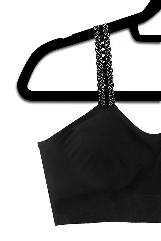 Black Bra with Black Loop Silver Stud Straps ATTACHED