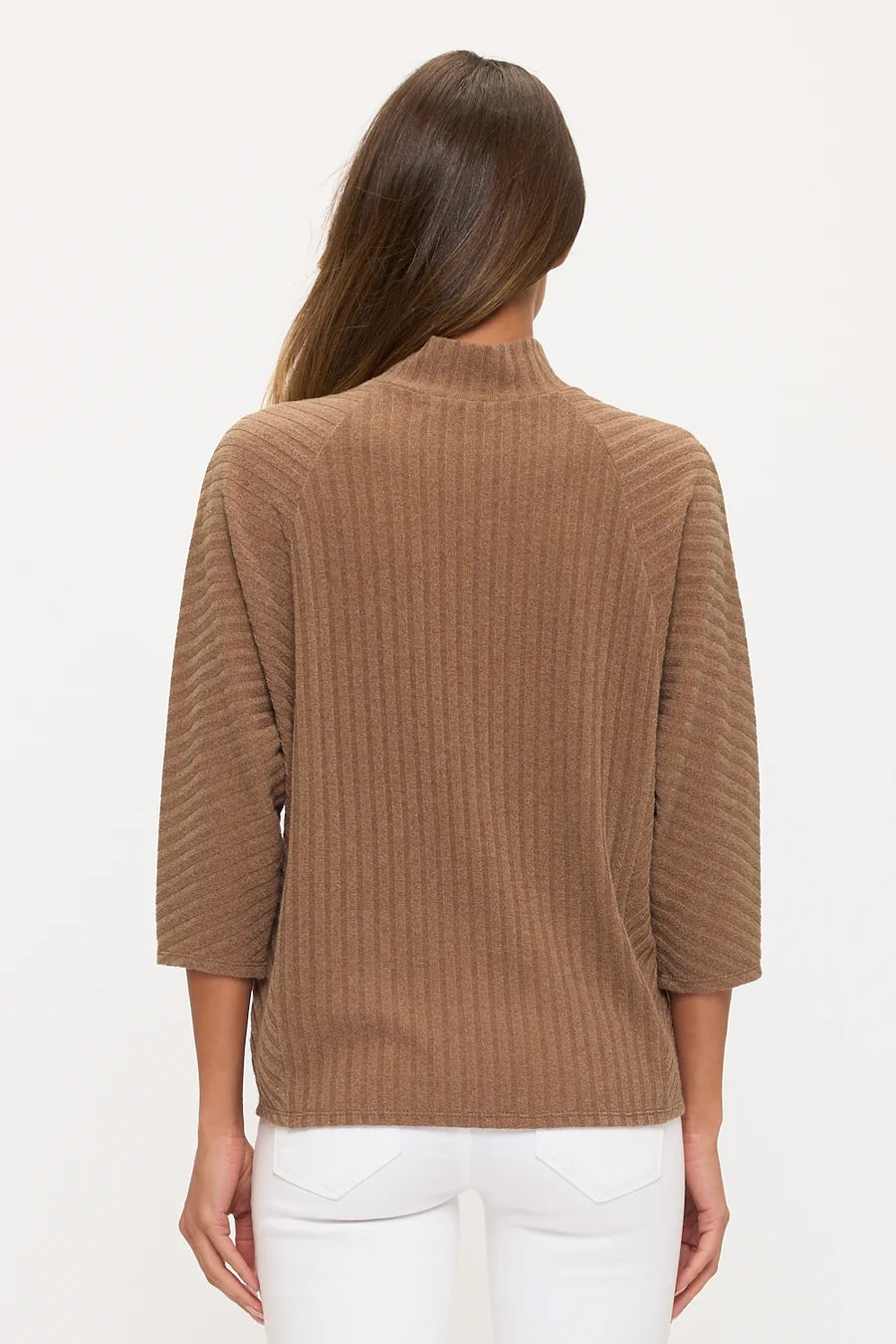 Petite Raglan Mockneck Top - Mocha