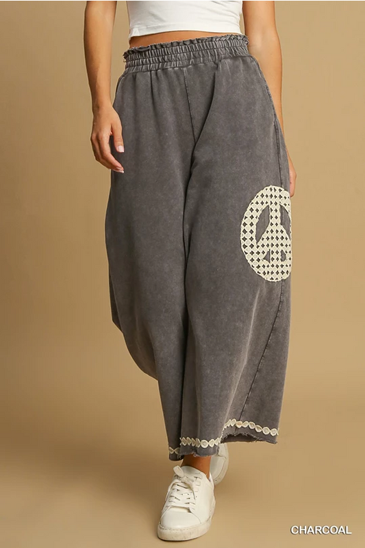 Peace Sign Pants - Charcoal ONLY SIZE S LEFT