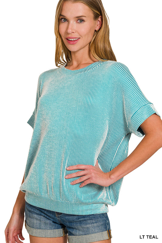 Corded Rib Top - Light Teal