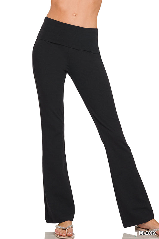 Fold Over Yoga Flare Pant - Black