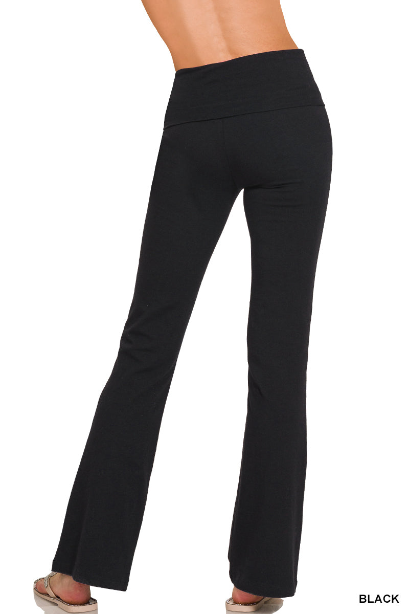 Fold Over Yoga Flare Pant - Black