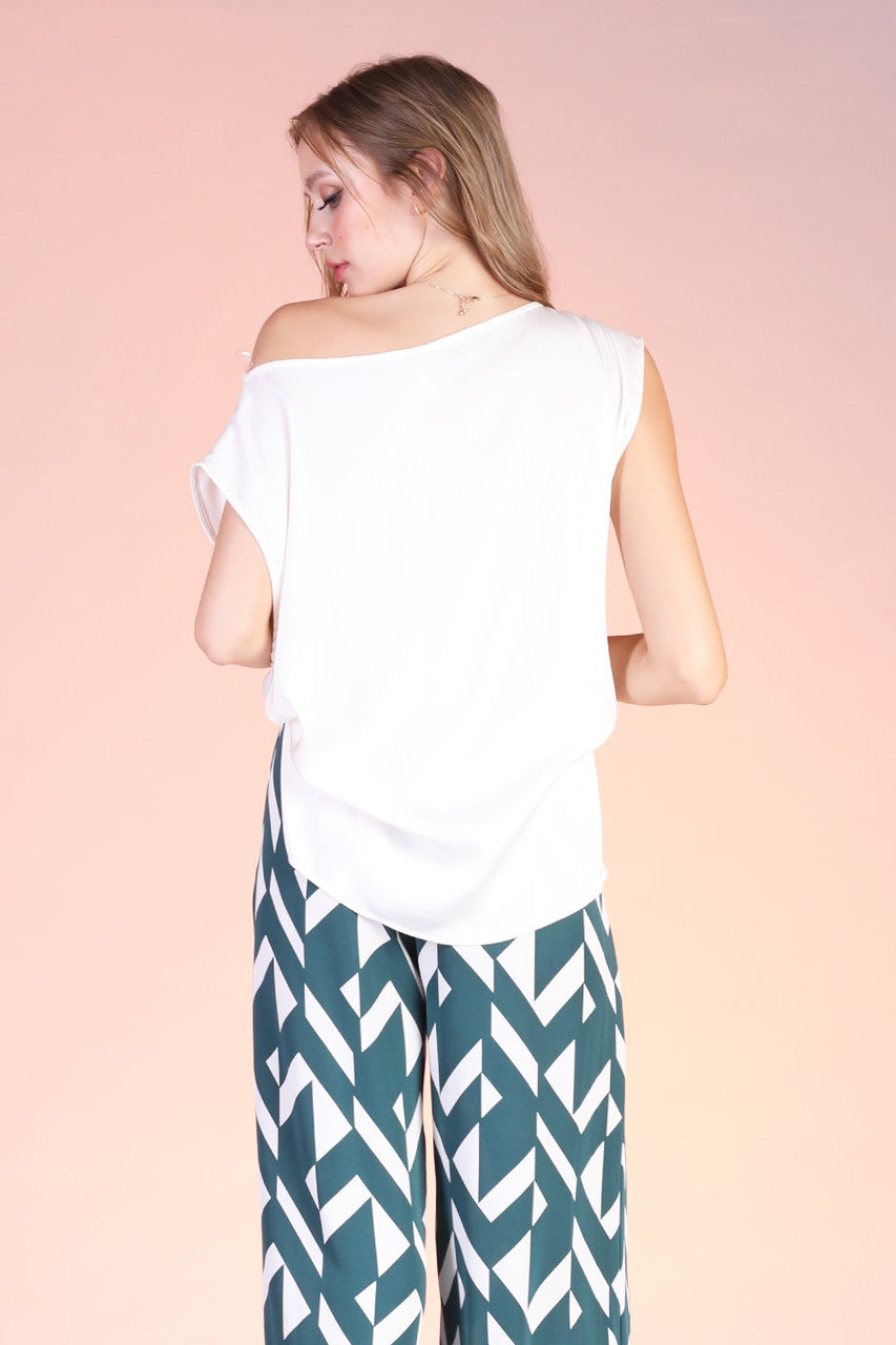 Boat Neck Tunic Top - Ivory ONLY 1 M LEFT