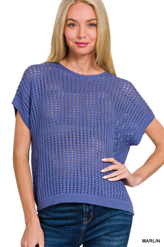 Viscose Crochet Sweater - Marlin ONLY 1 L LEFT