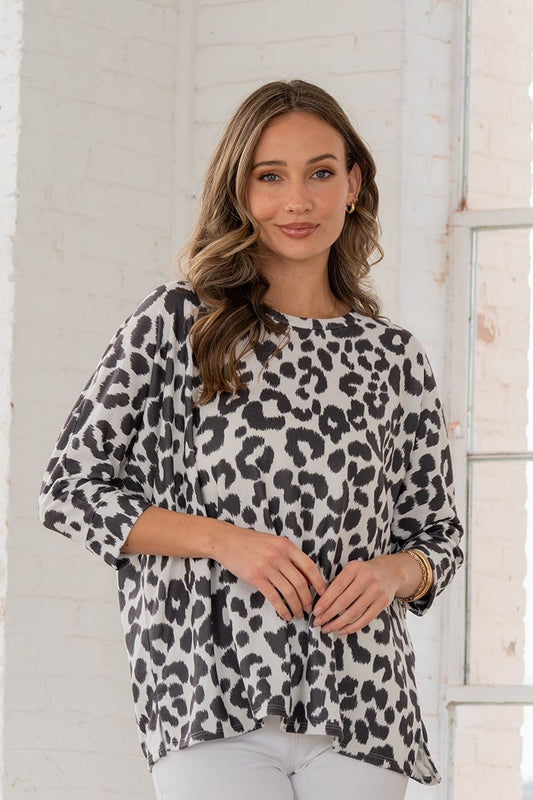Leopard Print Top - Ivory/Black