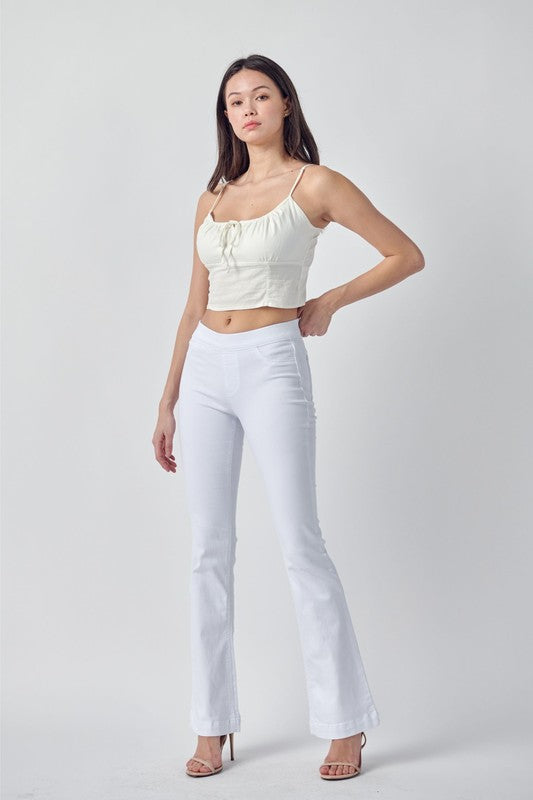 Mid Rise Flare Jegging - White ONLY LARGE LEFT
