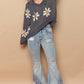 Flower Power Hoodie Sweater - Charcoal