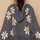 Flower Power Hoodie Sweater - Charcoal