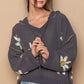 Flower Power Hoodie Sweater - Charcoal