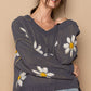 Flower Power Hoodie Sweater - Charcoal