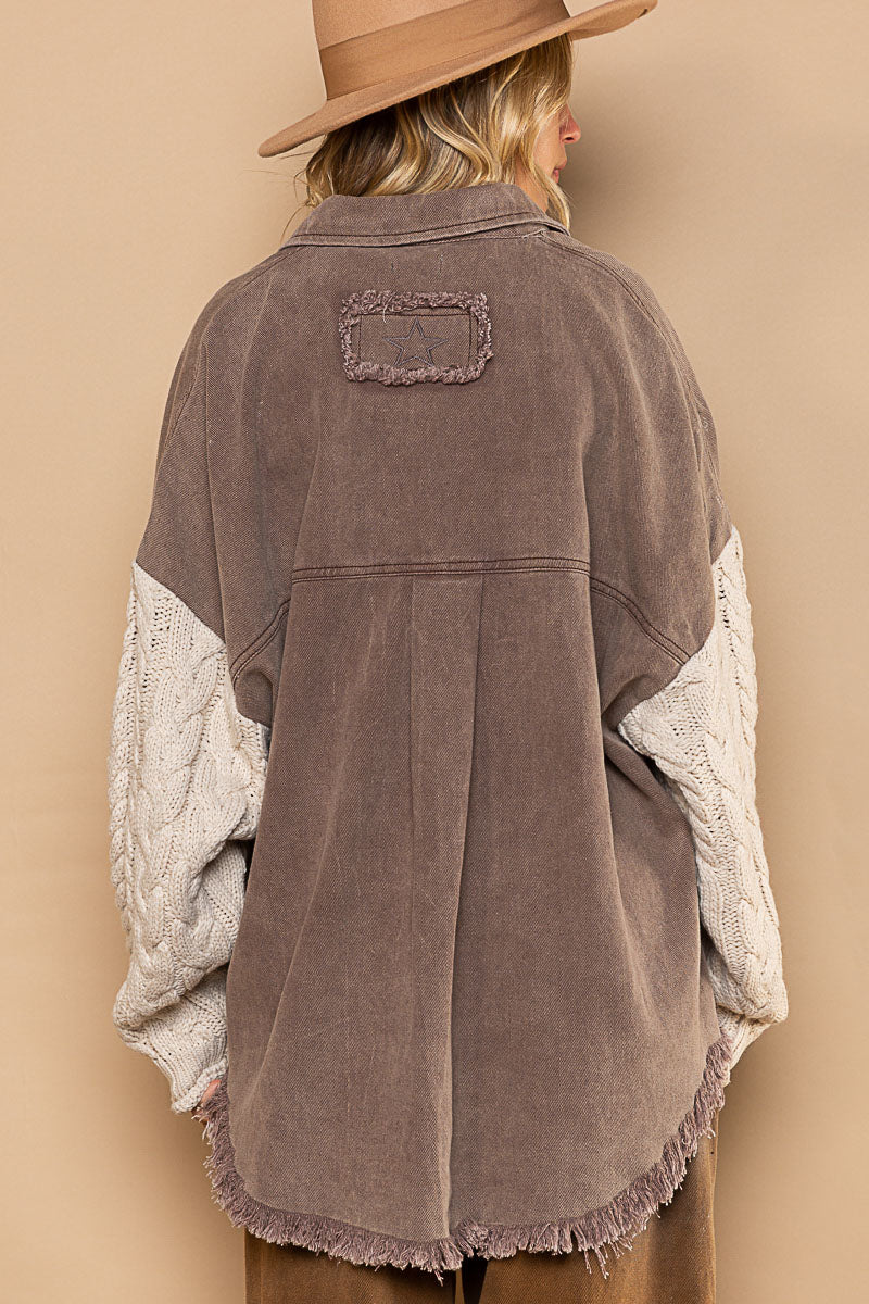 Sweater Shacket - Choco/Almond