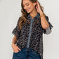 Leopard Chiffon Top - Charcoal/Denim