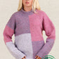 Color Block Sweater Top - Purple