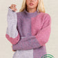 Color Block Sweater Top - Purple