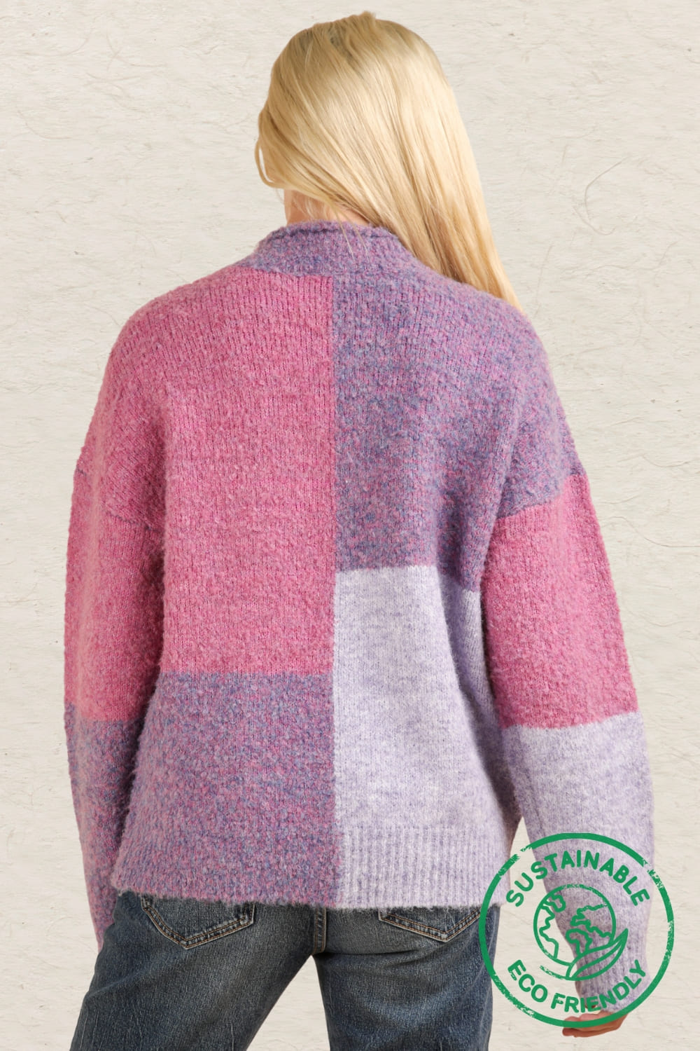 Color Block Sweater Top - Purple