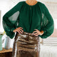 Sparkle Sleeve Blouse - Hunter Green