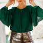 Sparkle Sleeve Blouse - Hunter Green