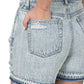 Distressed Raw Hem Denim Shorts - Snow Wash