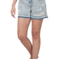 Distressed Raw Hem Denim Shorts - Snow Wash