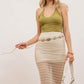 Crochet Sheer Knit Midi Skirt - Natural