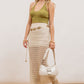 Crochet Sheer Knit Midi Skirt - Natural