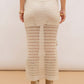 Crochet Sheer Knit Midi Skirt - Natural