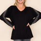 Rhinestone Sleeve Top - Black