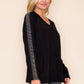 Rhinestone Sleeve Top - Black