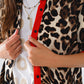 Leopard Blouse with Red Detail - Brown