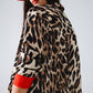 Leopard Blouse with Red Detail - Brown