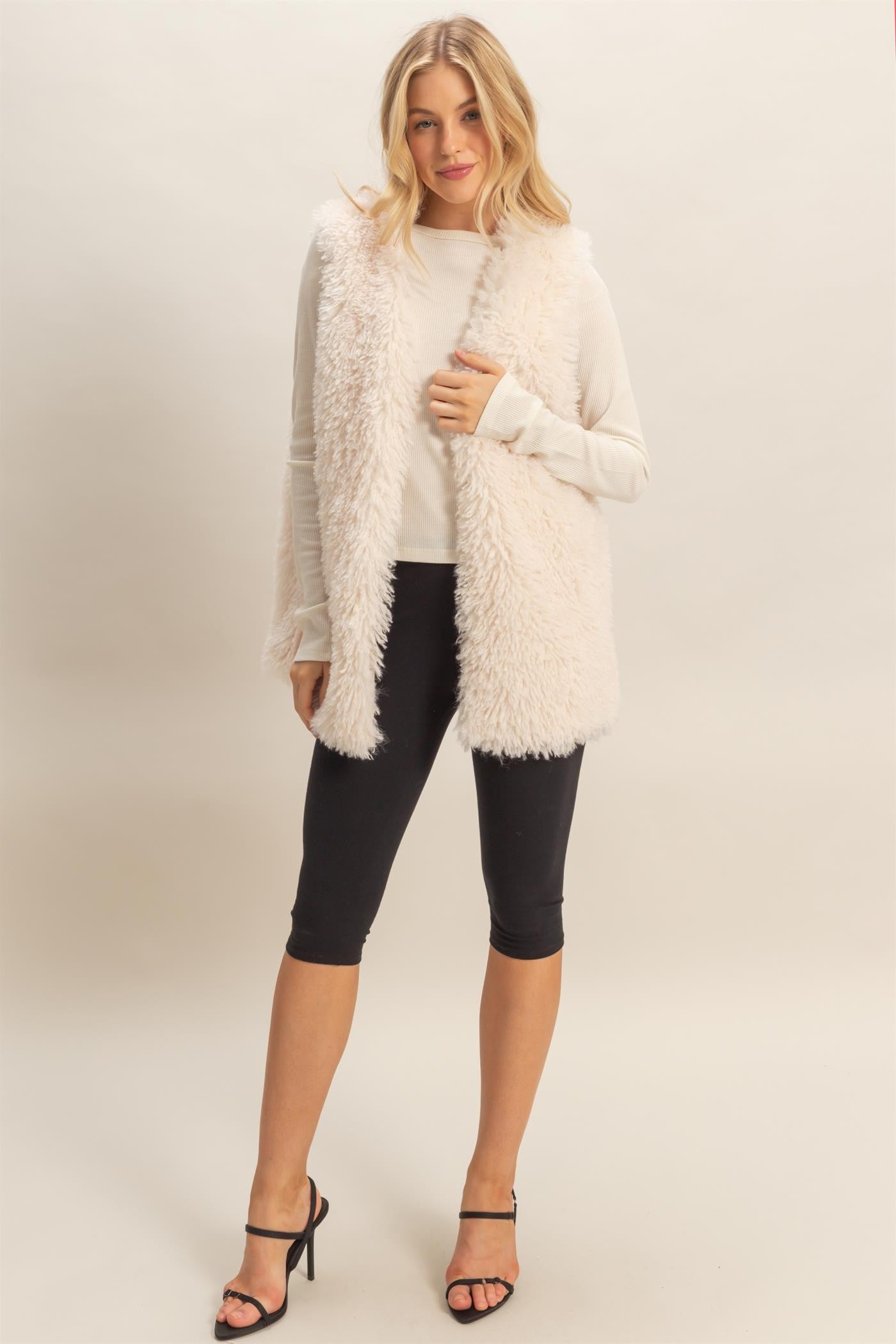 Fuzzy Sweater Vest - Cream