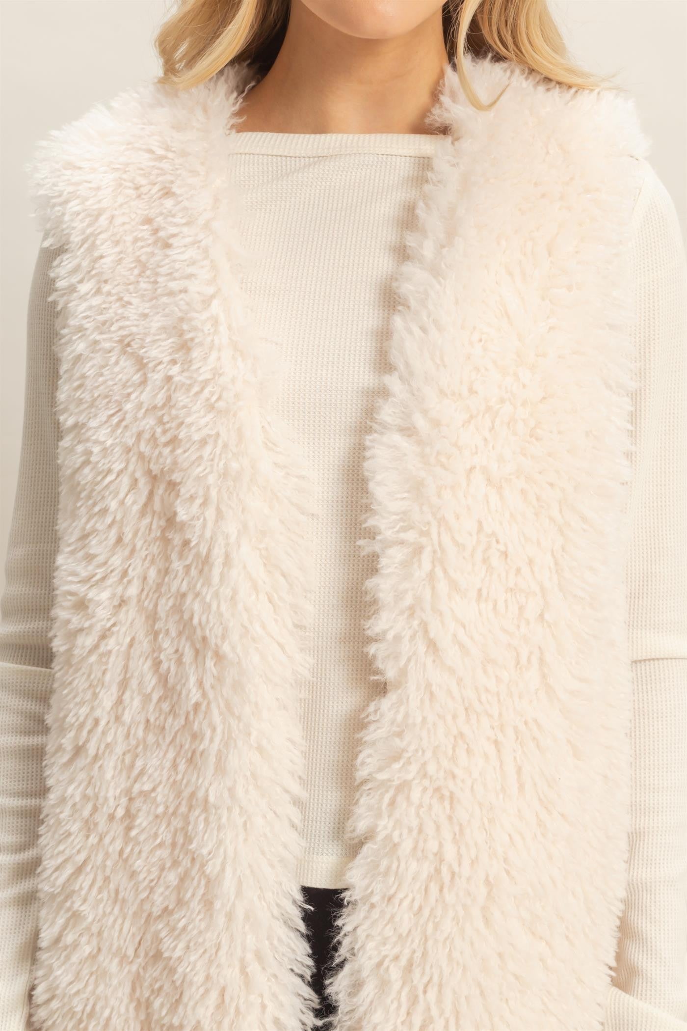 Fuzzy Sweater Vest - Cream