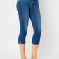 Mid Rise Capri with Side Slit - Medium Blue