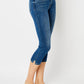 Mid Rise Capri with Side Slit - Medium Blue