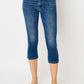 Mid Rise Capri with Side Slit - Medium Blue