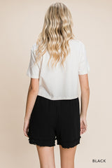 Washed Cotton Gauze Shorts - Black ONLY 1 LARGE LEFT