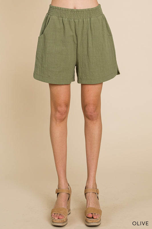 Casual Cotton Shorts - Olive