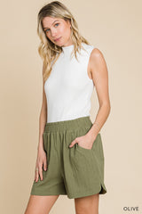 Casual Cotton Shorts - Olive