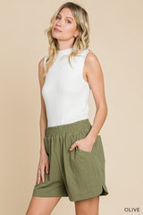 Casual Cotton Shorts - Olive