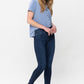 Mid Rise Classic Crinkle Ankle Detail Skinny - Dark Blue ONLY SIZE 9(29) LEFT