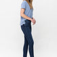 Mid Rise Classic Crinkle Ankle Detail Skinny - Dark Blue ONLY SIZE 9(29) LEFT