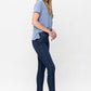 Mid Rise Classic Crinkle Ankle Detail Skinny - Dark Blue ONLY SIZE 9(29) LEFT