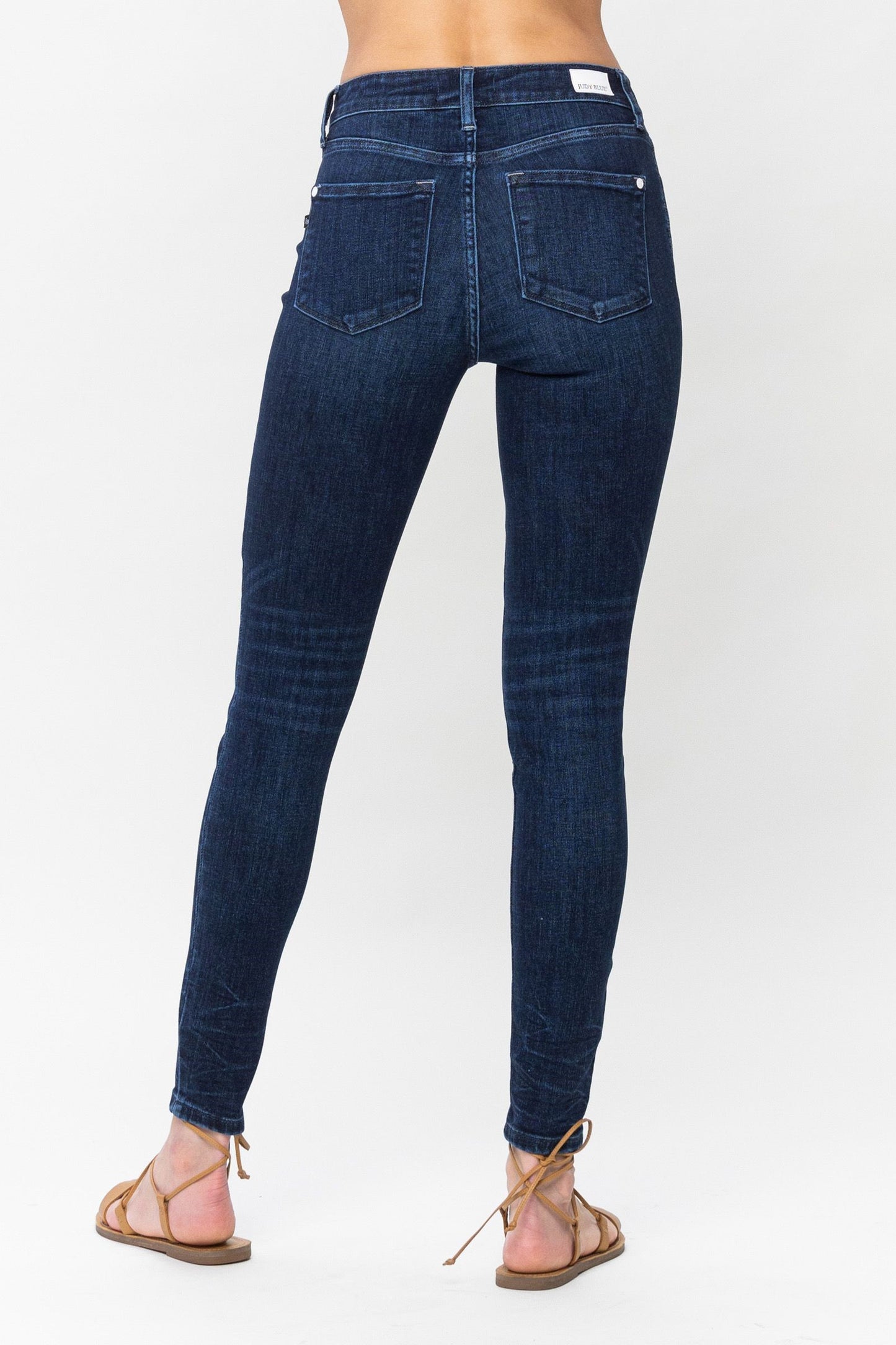 Mid Rise Classic Crinkle Ankle Detail Skinny - Dark Blue ONLY SIZE 9(29) LEFT